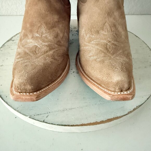 Lane Knee High Corset Western Cowboy Boots Snip Toe Latte Suede Size 10 - Picture 7 of 12